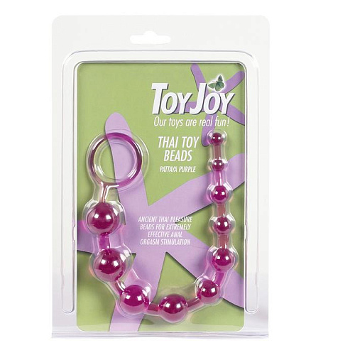 Фиолетовая анальная цепочка с ручкой-кольцом Toy Joy 3006009258 (25 см)