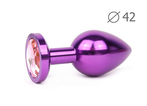 Коническая фиолетовая анальная втулка с розовым кристаллом Anal Jewelry Plug VL-02 (9,3 см)
