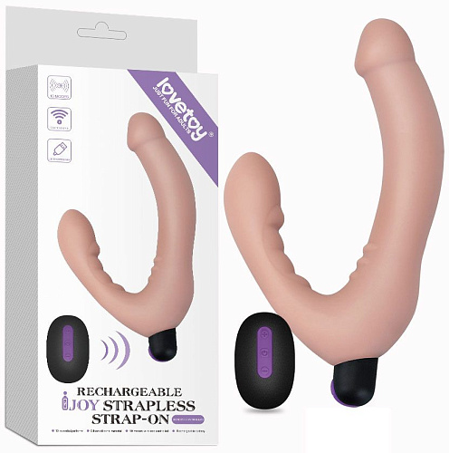 Безремневой телесный страпон с вибрацией и пультом ДУ Lovetoy Rechargeable IJOY Strapless Strap on LV430103 (22 см)
