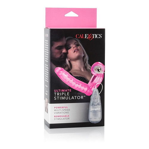 Насадка с хребтом в розовом цвете California Exotic Novelties «Тройная стимуляция» SE-1850-04-3