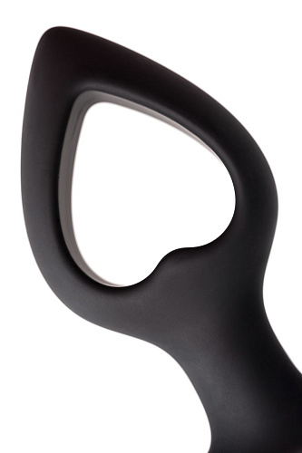 Чёрная вибровтулка с полой серединой в виде сердечка POPO Pleasure Cordis M 731436 (14 см)