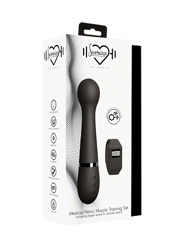 Чёрный вибромассажёр Shots Media BV Kegel Wand SEX004BLK (18,5 см)