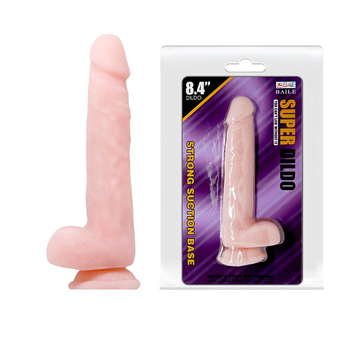 Телесный фаллоимитатор на присоске Baile Super Dildo BW-008092N (21,5 см)
