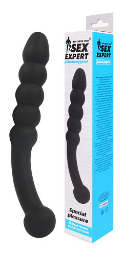 Чёрный изогнутый анальный стимулятор-ёлочка Bior toys SEM-55096 (22,5 см)