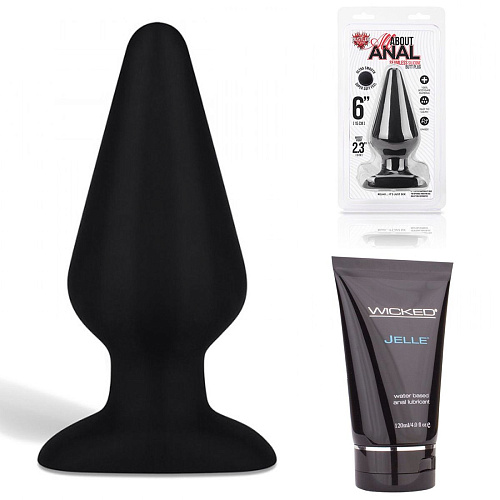 Силиконовый анальный плаг и анальный лубрикант на водной основе Hustler Smart Set №17