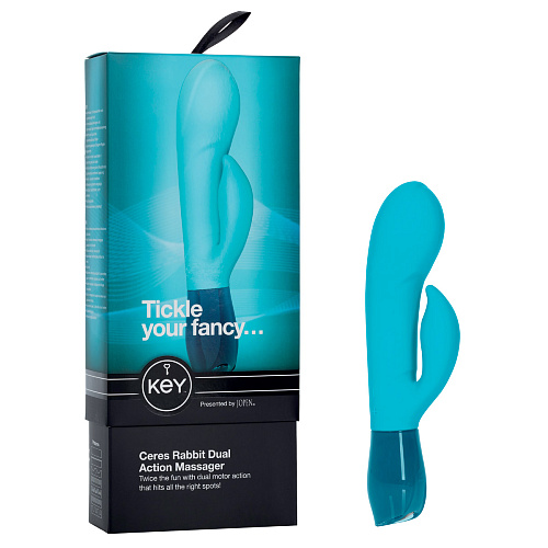 Бирюзовый вибратор Хай-Тек Jopen CERES RABBIT JO-8053-05-3
