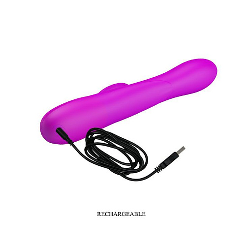 Лиловый вибратор с клиторальным отростком и функцией расширения Baile Douglas BI-014442 (25 см)