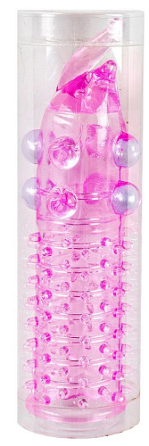 Розовая насадка на фаллос с закрытой головкой и различными стимуляторами Sextoy 2011 00247-2