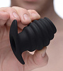 Малая чёрная анальная пробка XR Brands Hive Ass Tunnel Silicone Ribbed Hollow Anal Plug Small AF982-Small (6,86 см)