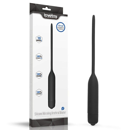Чёрный уретральный виброплаг Lovetoy Silicone Vibrating Urethral Dilator LV2610