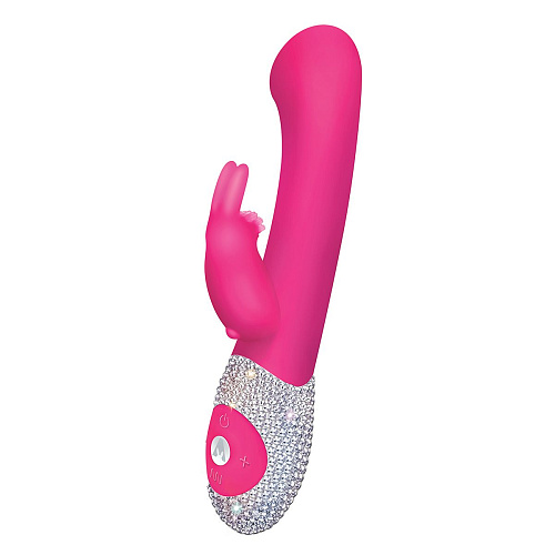 Розовый вибромассажёр с украшенной стразами рукоятью The Rabbit Company The G-spot TRC-002HPBLING (22 см)