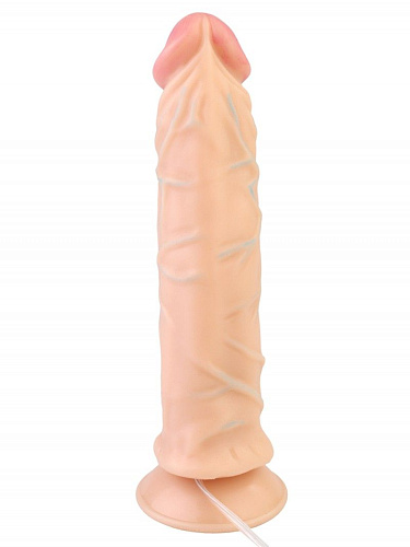 Рельефный вибромассажёр телесного цвета на присоске Сумерки богов 204-09 CD DD (20 см)