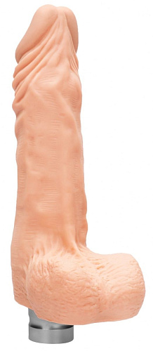 Телесный вибратор Shots Media BV Vibrating Dildo With Balls REA085FLE (25 см)