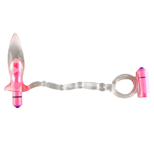 Прозрачное эрекционное кольцо с анальной вибропробкой Sextoy 2011 00515