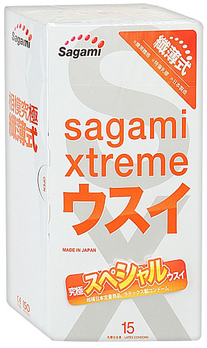 Ультратонкие, прозрачные презервативы Sagami Sagami Xtreme Superthin №15 (15 шт)