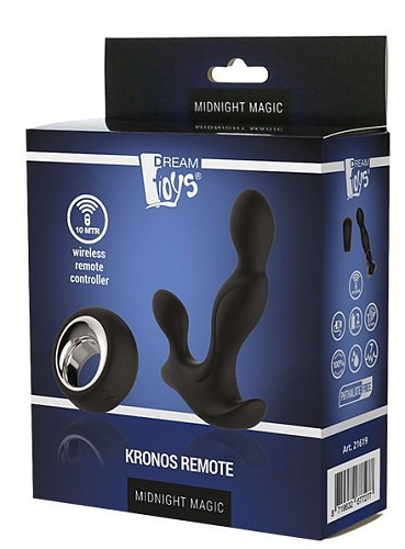 Чёрный анальный вибратор Dream Toys KRONOS REMOTE 21619 (12 см)