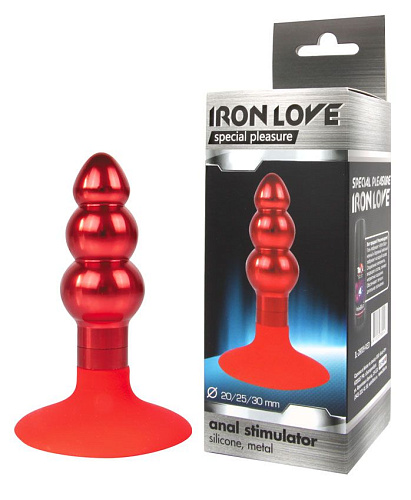 Красная анальная пробка-ёлочка с круглым ограничителем Bior toys IL-28009-RED (9 см)