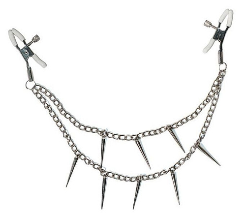 Зажимы на соски с шипами на цепочке Lola toys Spiky 1163-01lola