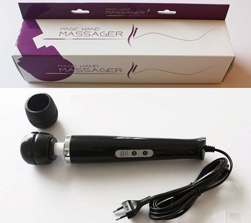Чёрный проводной массажёр с 10 режимами вибрации Hitachi Magic Magic Wand 0713