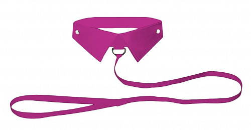 Розовый кожаный воротник с поводком Shots Media BV Pink OUCH! OU144PNK