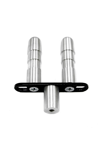 Серебристый двойной адаптер для фаллоимитаторов LoveMachines FMA0108