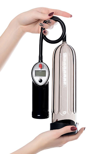 Автоматическая, дымчатая помпа-массажёр для мужчин Sexus 709011