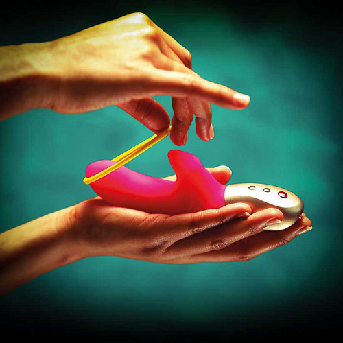 Ярко-розовый мини-вибратор с силиконовой петлёй Fun Factory Amorino 1641836 (17,7 см)