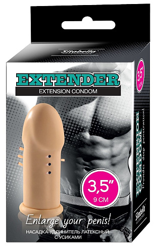 Латексная насадка-удлинитель телесного цвета с усиками Sitabella 3217