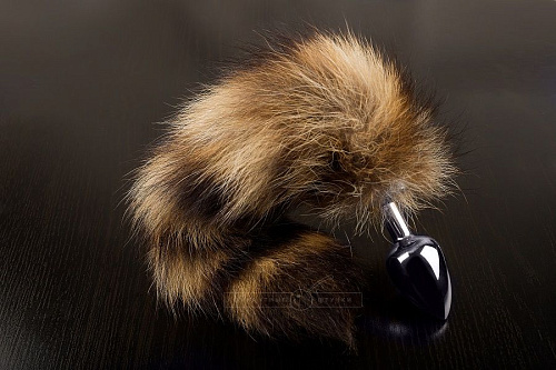 Маленькая анальная пробка с пушистым хвостом енота Пикантные штучки DPSS609 (6 см)