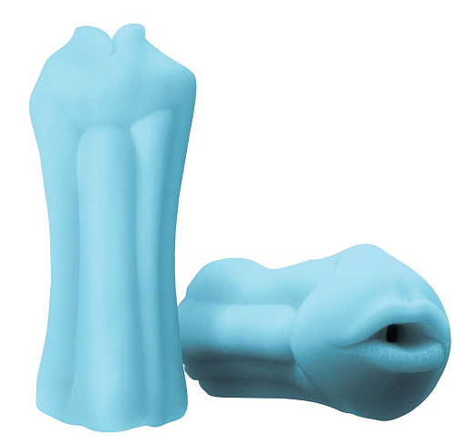 Голубой, светящийся в темноте мастурбатор-ротик NS Novelties BJ NSN-0486-37