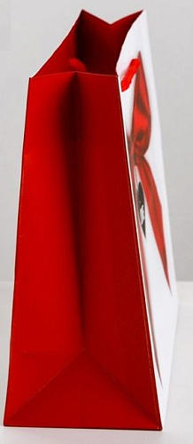 Бело-красный подарочный пакет Сима-Ленд «Счастье мое» 3639807 (18×23×8 см)