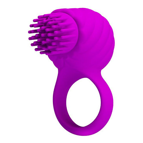 Лиловое вибрирующее эрекционное кольцо с вращающейся щёточкой Baile Georgia BI-014408