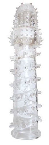 Закрытая прозрачная рельефная насадка с шипиками Bior toys Crystal sleeve EE-10094 (13,5 см)