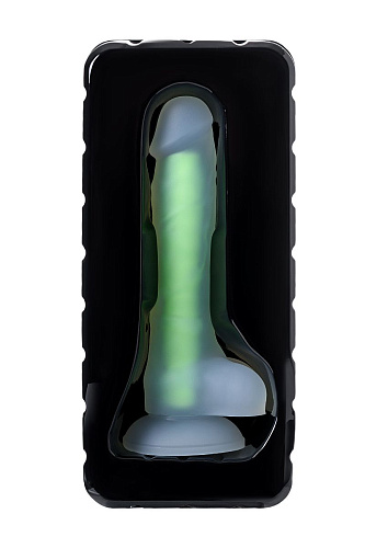 Прозрачно-зелёный фаллоимитатор, светящийся в темноте ToyFa Dick Glow 872011 (18 см)
