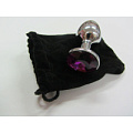 Серебристая анальная пробка среднего размера с фиолетовым кристаллом Anal Jewelry Plug MD-04 (8 см)