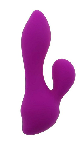 Фиолетовый мини-вибратор с клиторальным стимулятором JOJO Rabbit 360005 (11 см)