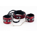 Кружевной набор красного цвета: ошейник и наручники ToyFa 716012