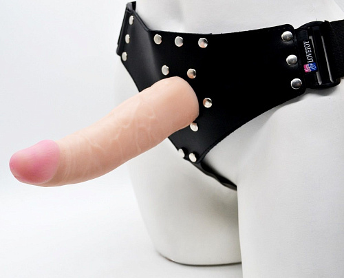 Чёрный пояс-трусики с 2 телесными насадками LOVETOY (А-Полимер) Exotic-Alice 331203 (18 см)