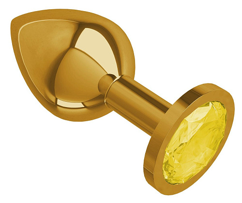 Золотистая средняя пробка с жёлтым кристаллом Сумерки богов 520-11 yellow-DD (8,5 см)