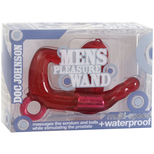 Красный мужской водонепроницаемый стимулятор Doc Johnson MEN S PLEASURE WAND 0906-01-BX