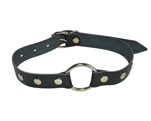 Кляп-кольцо на чёрных кожаных ремешках Sitabella 3092-1