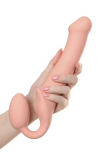 Телесный безремневой страпон Strap-on-me Silicone Bendable Strap-On L 6012918