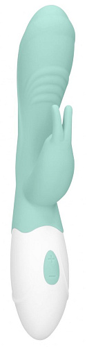 Зелёный вибратор со стимулятором клитора Shots Media BV Juicy Rabbit LOV017GRN (19,5 см)