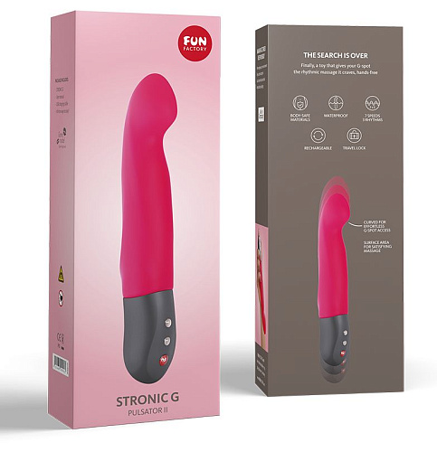 Розовый водонепроницаемый пульсатор с загнутым кончиком Fun Factory Stronic G 4108836 (20,8 см)