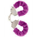 Металлические наручники с фиолетовым мехом Eroticon 30243-2