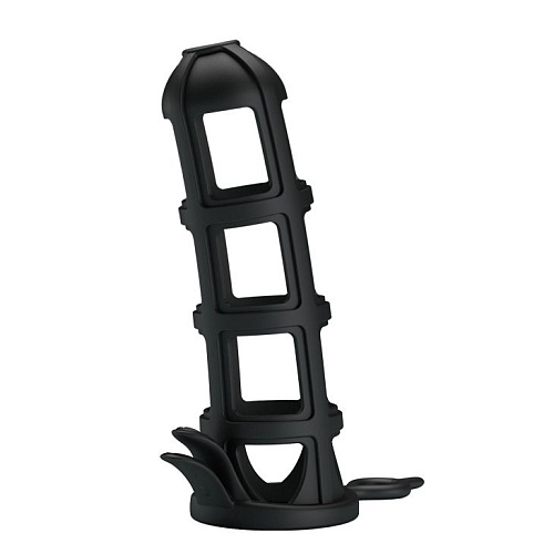 Чёрная насадка-клетка Baile Penis Sleeve BI-026235 (11,6 см)