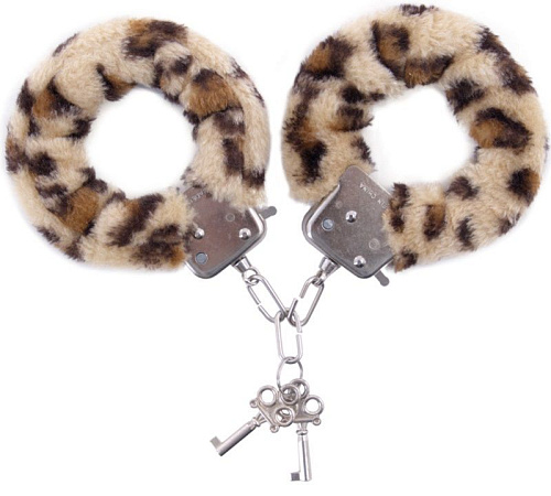 Наручники с леопардовым принтом на опушке ToyFa 951034
