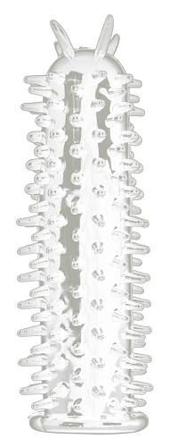 Прозрачная насадка на пенис с шипами по всей длине Shots Media BV SHT112TRA