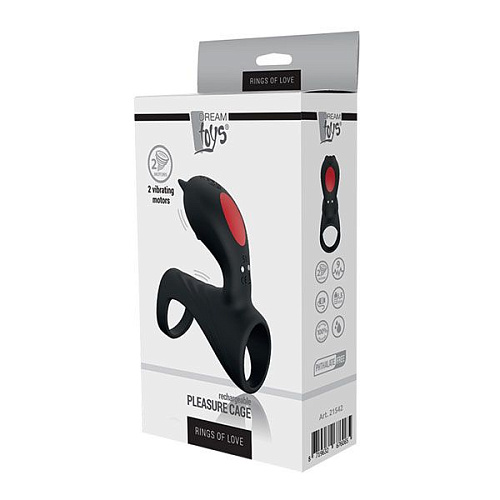 Чёрная насадка с клиторальным отростком Dream Toys PLEASURE CAGE 21542