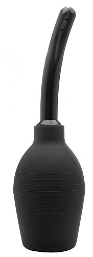 Чёрный анальный душ с изогнутой трубкой Shots Media BV Anal Douche FST007BLK